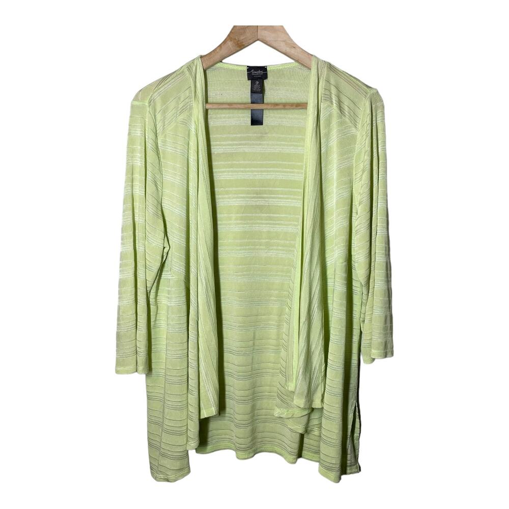 Chicos Traveler's Lime Green Lightweight Open Cardigan Chico 2 = Large